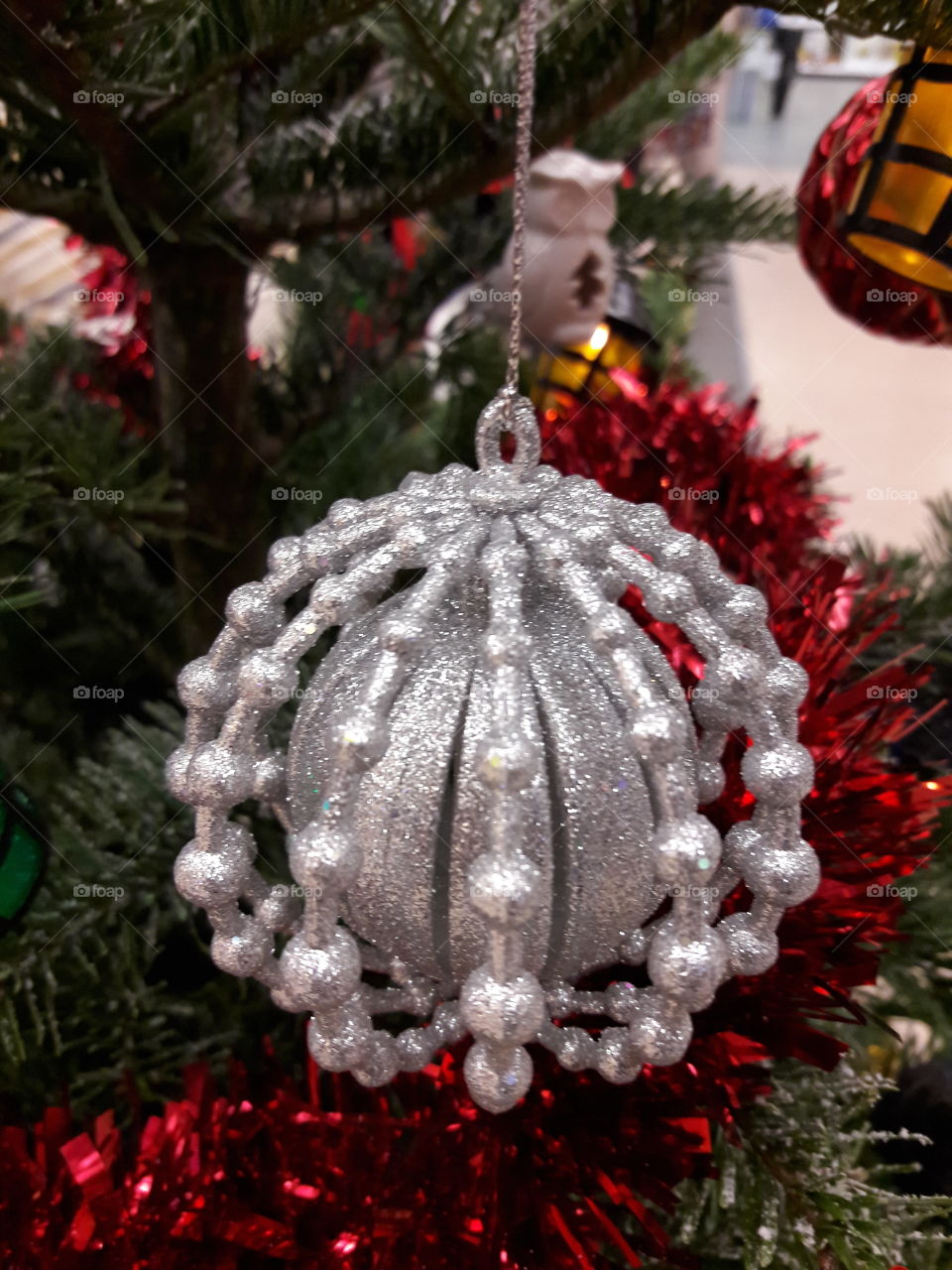 Christmas silver Bauble