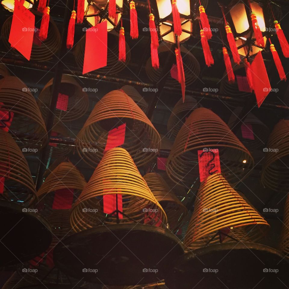 Incense cones at Man Mo temple