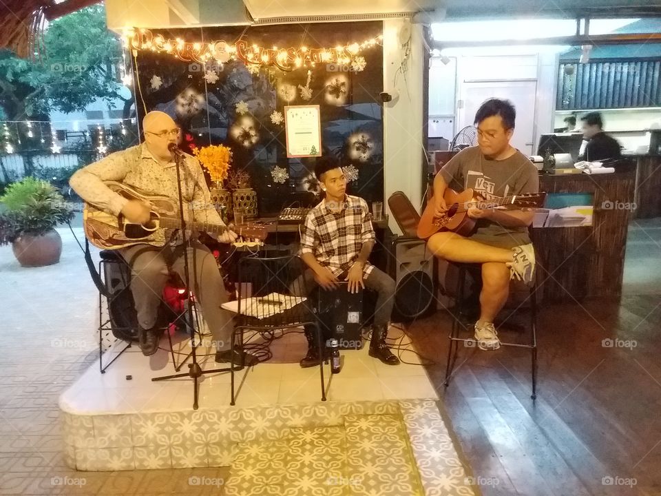 performing in a restaurant