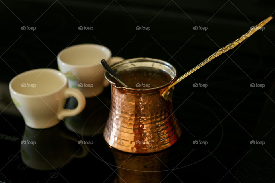 Turkish coffee and two mugs 