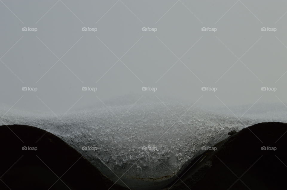 snow, winter, ice, roof, slate, black and white background,
