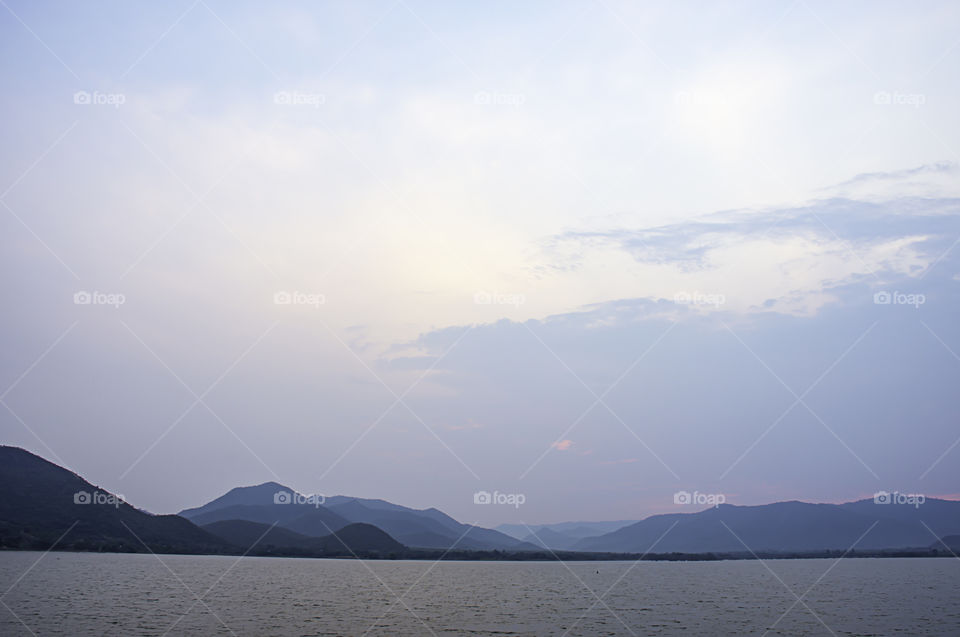 The beauty of the sky and the water at Khong Bung Dam ,Prachuap khiri Khani in Thailand.