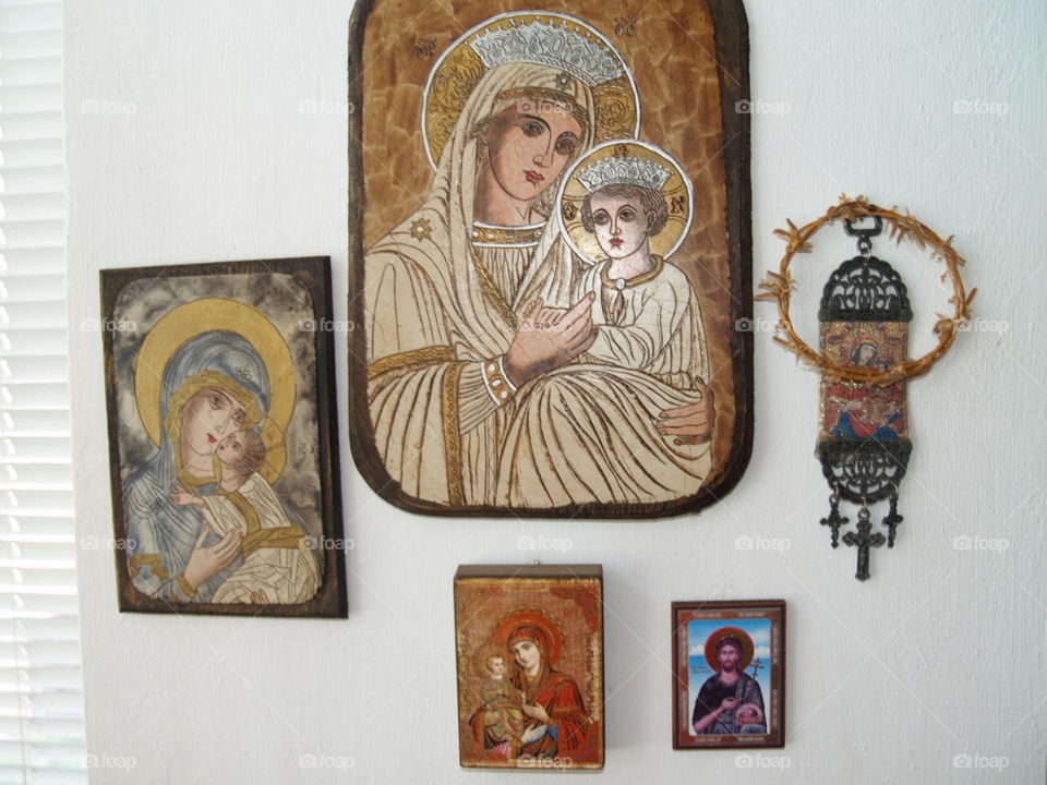 My grandmother's icons she pray for her family