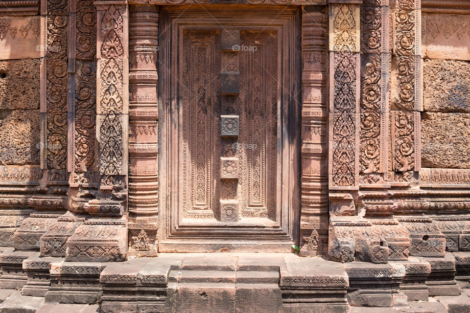 Architecture of Banteay Srei temple in Cambodia 