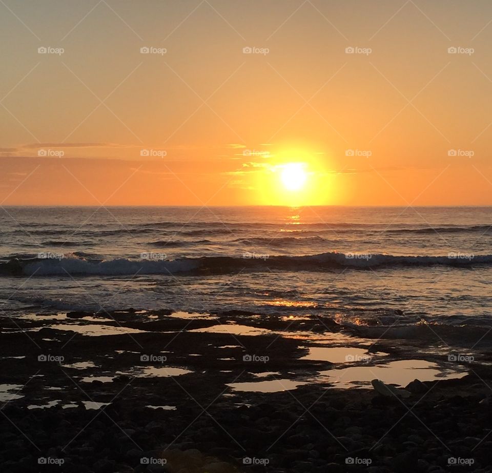 Sunset the Atlantic Ocean 