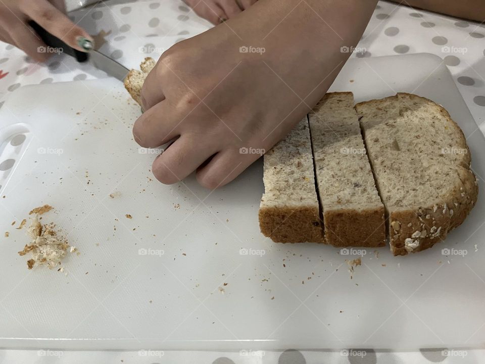 Baking bread.