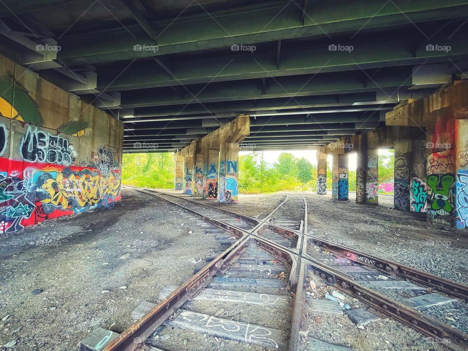 Train tracks and graffiti 