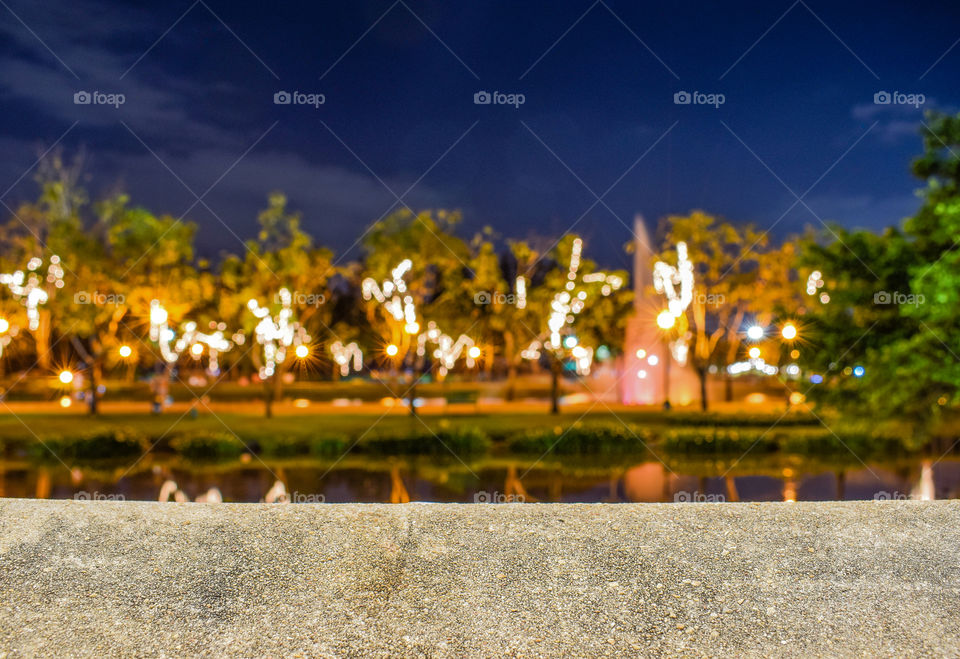 Image of Concrete in front of abstract blurred Bokeh Background