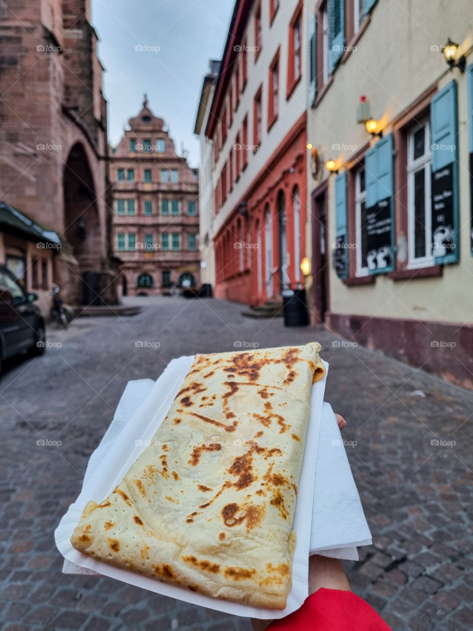 eating a crepe in the middle of the city center in heidelberg. Best snack.