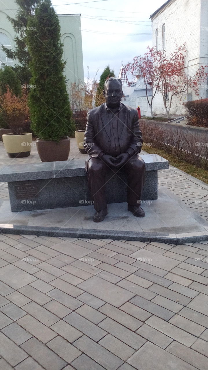 A monument to Eldar Ryazanov, the Soviet filmmaker, in Samara, Russia