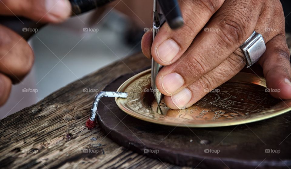 Close-up of a working hand