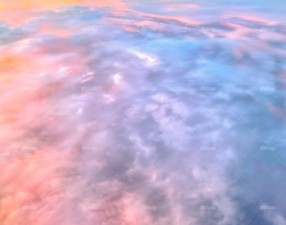 Aerial view of clouds at sunset