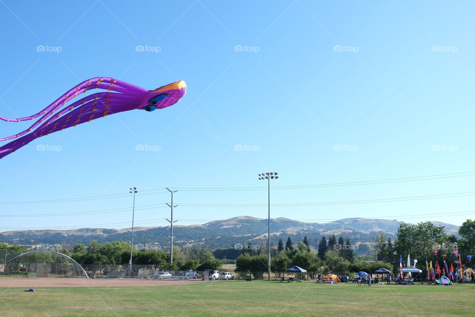 Colorful kite airborne