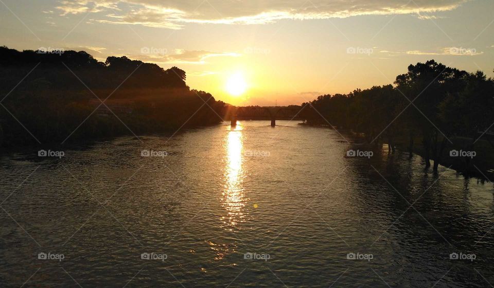 pretty sunset over the river