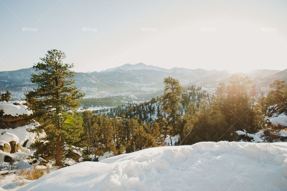 Snowy mountain landscape 