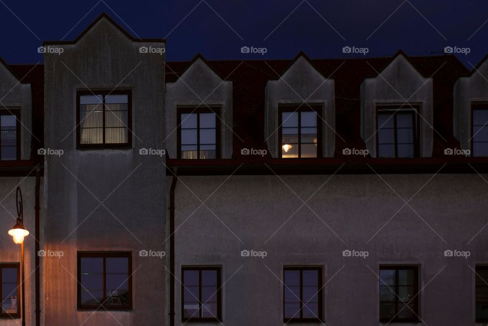 Ancient building of German architecture in the evening light.