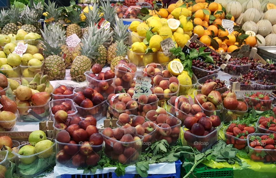 Beautiful fruit stand at Mercato Centrale Firenze.