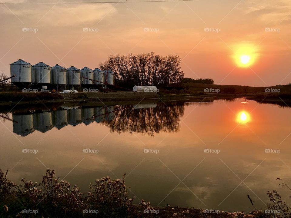 Autumn farm sunset 