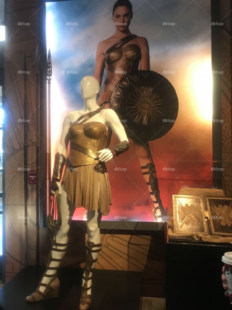 One of the original costumes in the Wonder Woman movies worn by gal gadot seen in the warner brothers studios