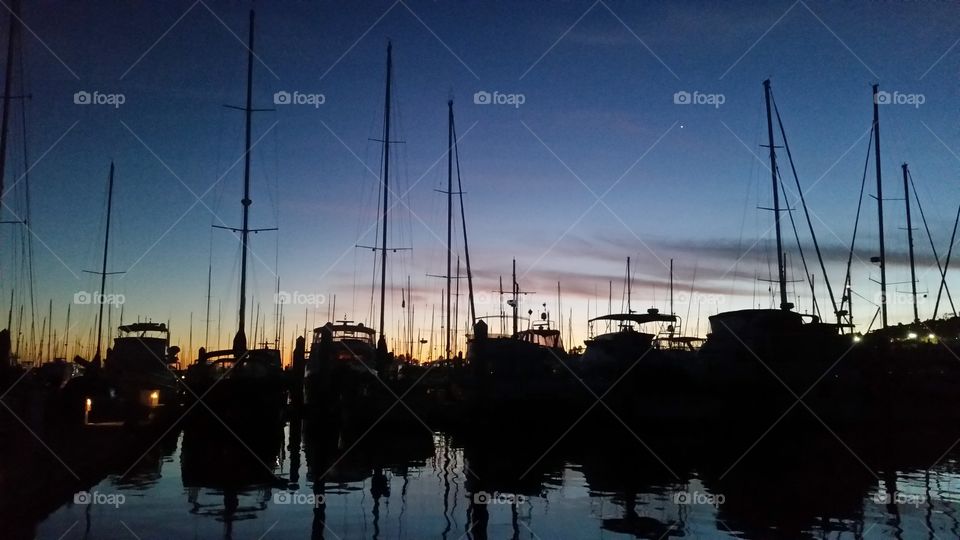 Stearns Wharf. Santa Barbara's marina at twilight
