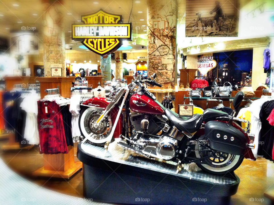 Harley Davidson motorcycle in the store