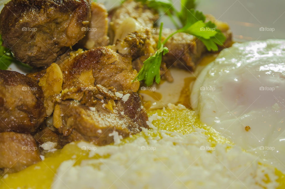 pork tusk with cheese and eggs