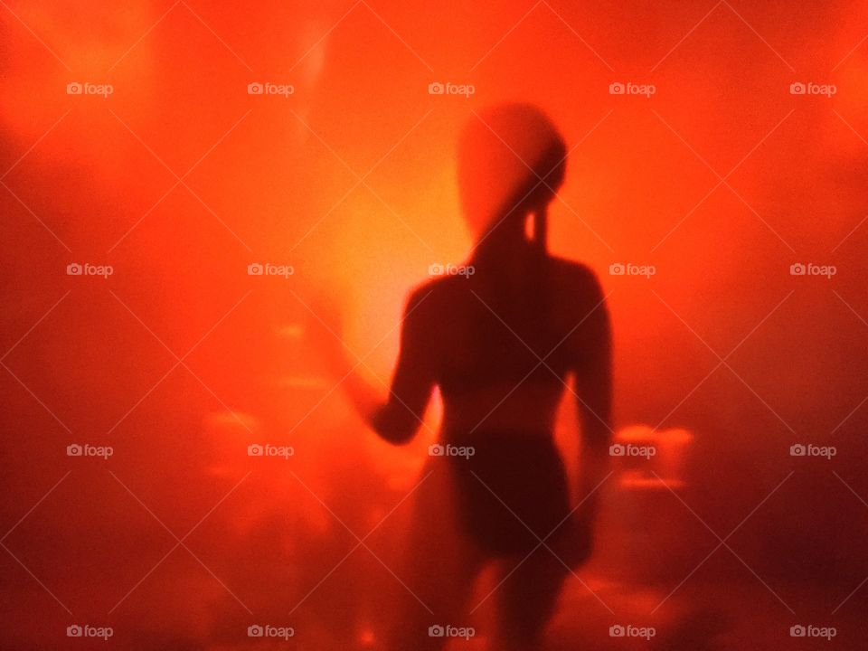 Silhouette of Dancing Girl in Spotlight 