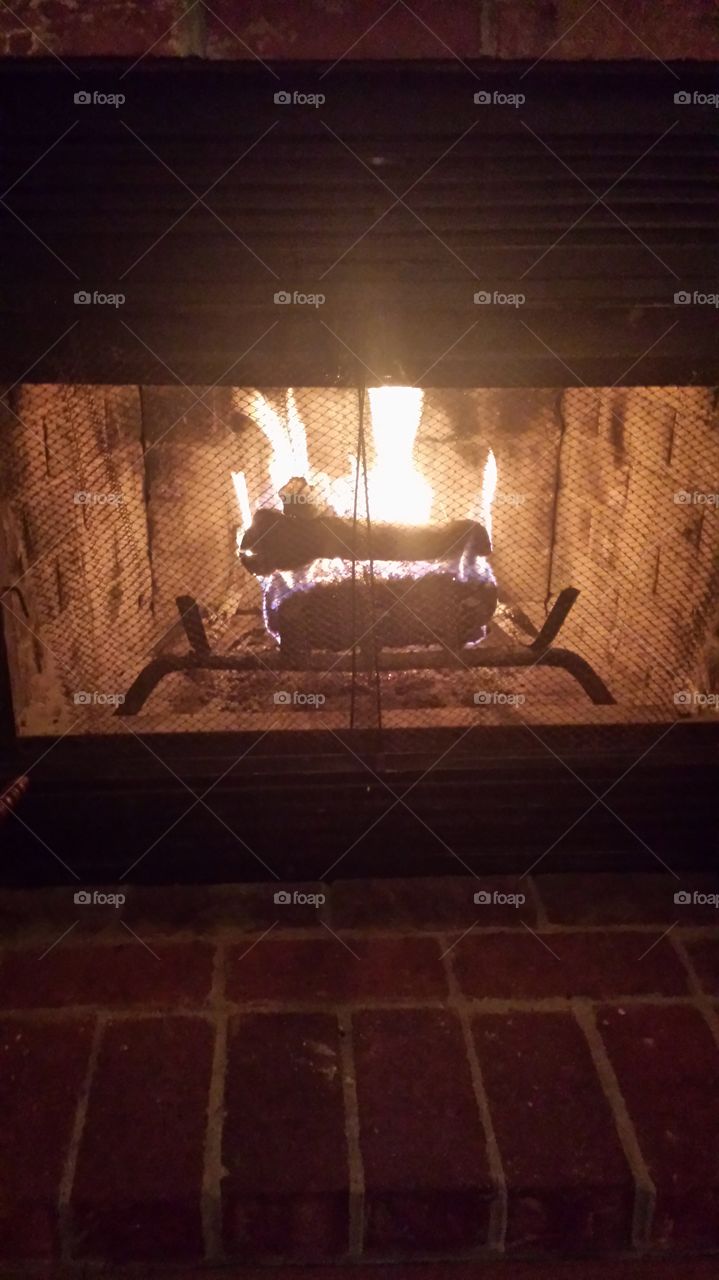 Fireplace log fire
