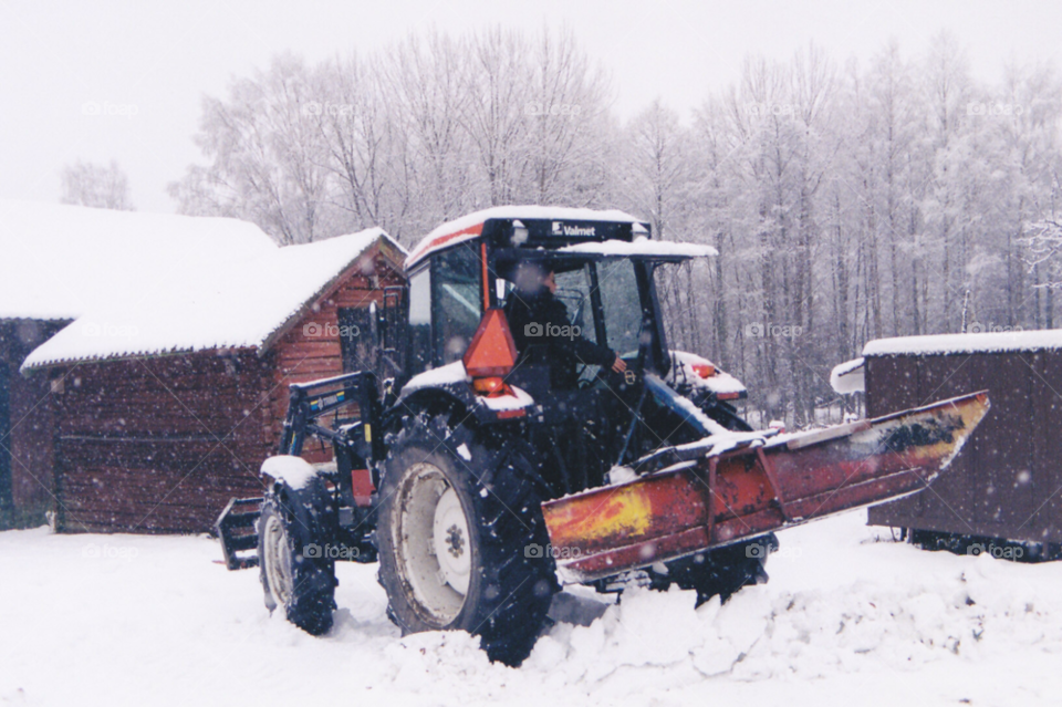 snowing snow winter tractor by MagnusPm