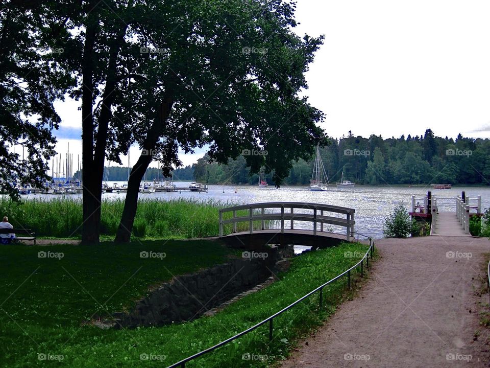 Pretty little pier and bridge @Ullaksenranta, Helsinki, Finland