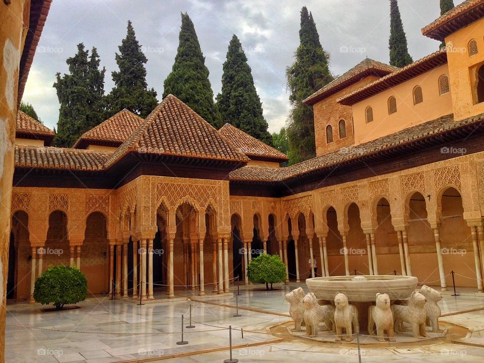 The old Leones at the Alhambra with its moor architectural influence