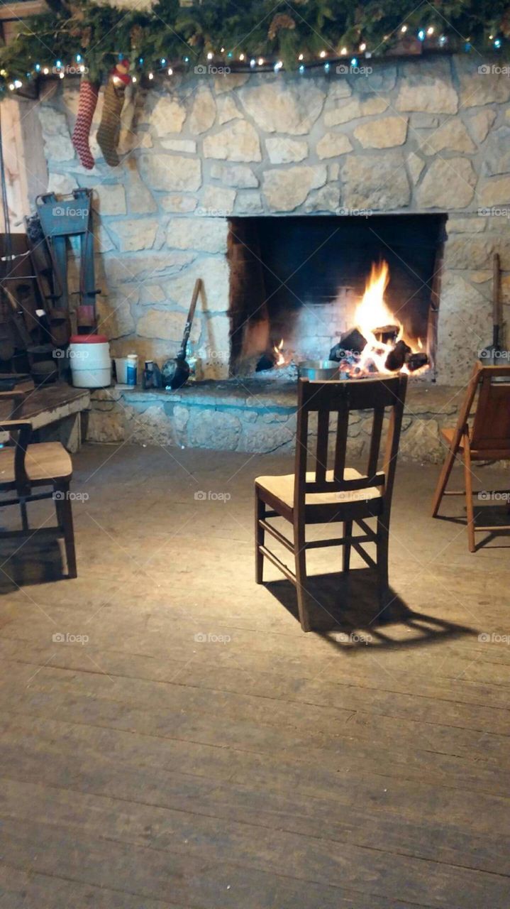 Fireplace at the Christmas Tree Farm