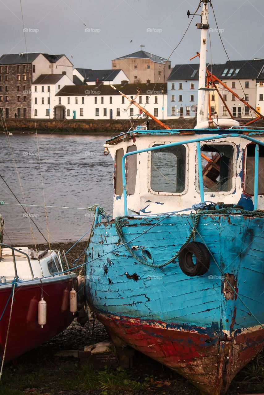 Old blue wooden boat