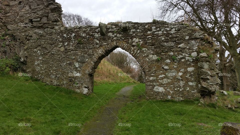 walking path in Ireland with stone wall