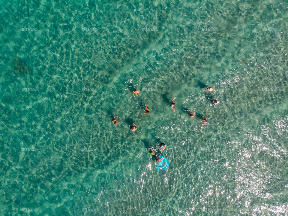 People swimming in the ocean seen from above, Singer Island, West Palm Beach, Florida, USA