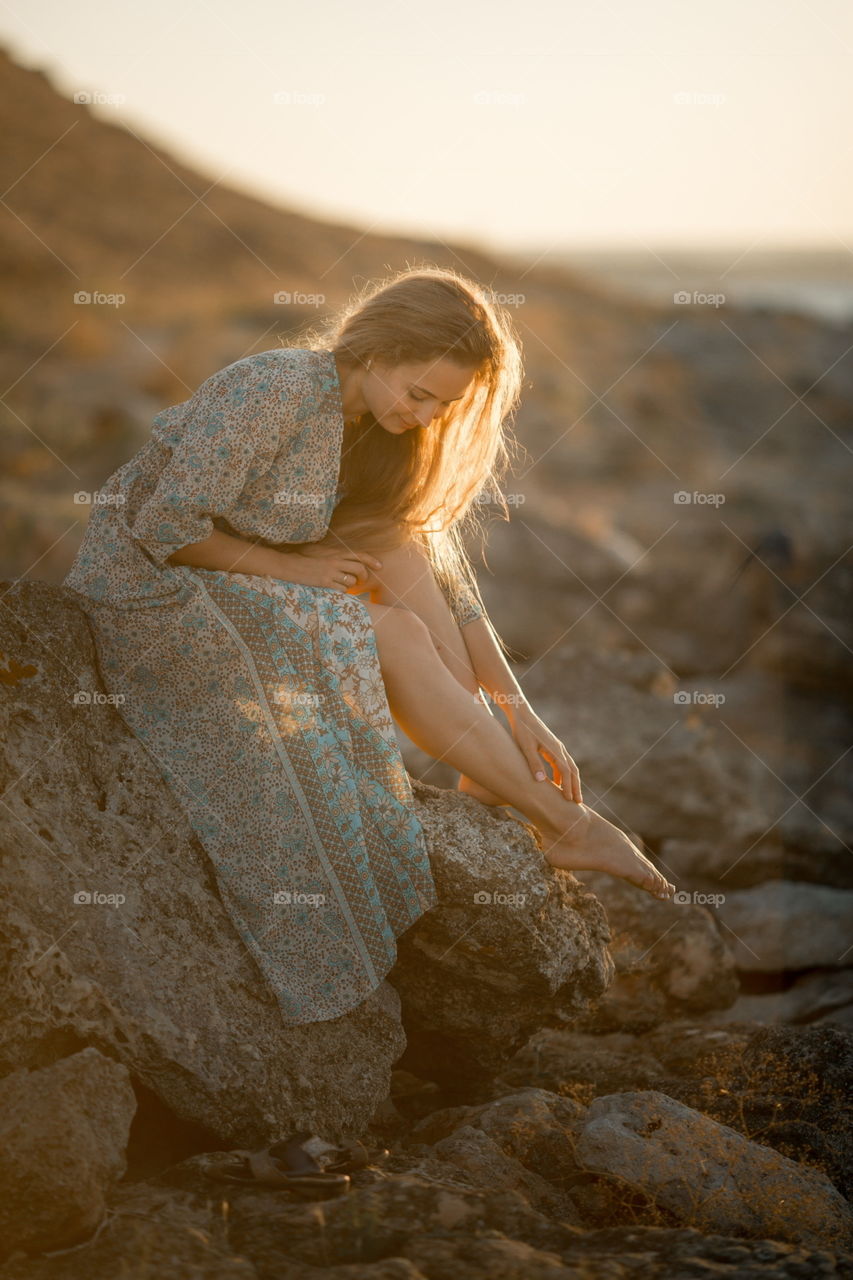 Portrait of beautiful young woman at outdoor