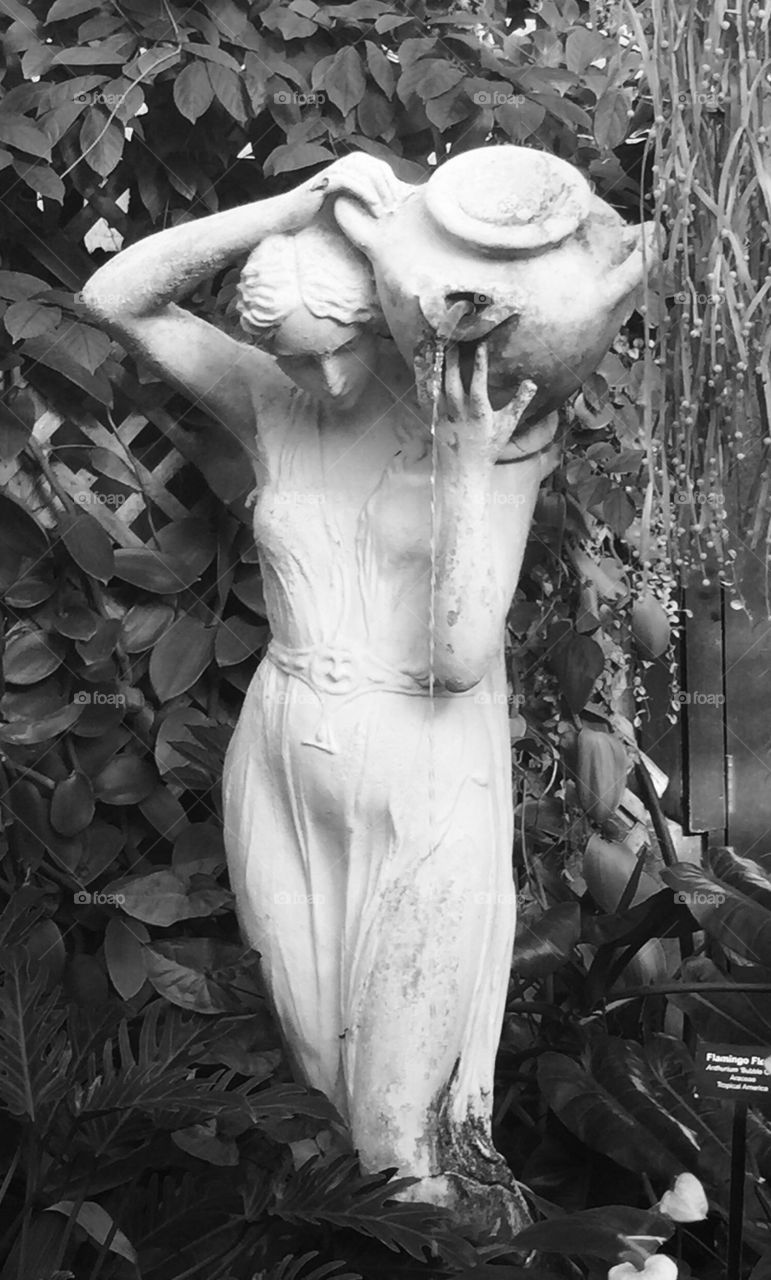 Statue in garden.