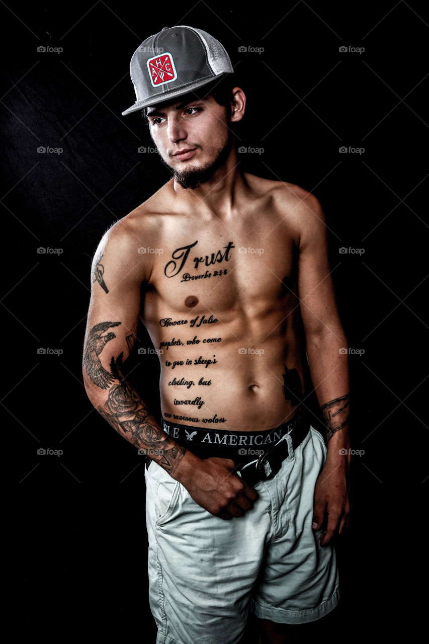 Shirtless, male model, tattoos 