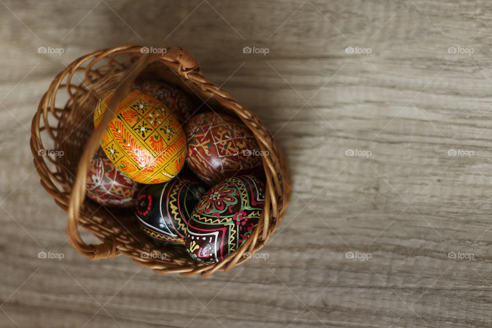 Easter eggs in a basket