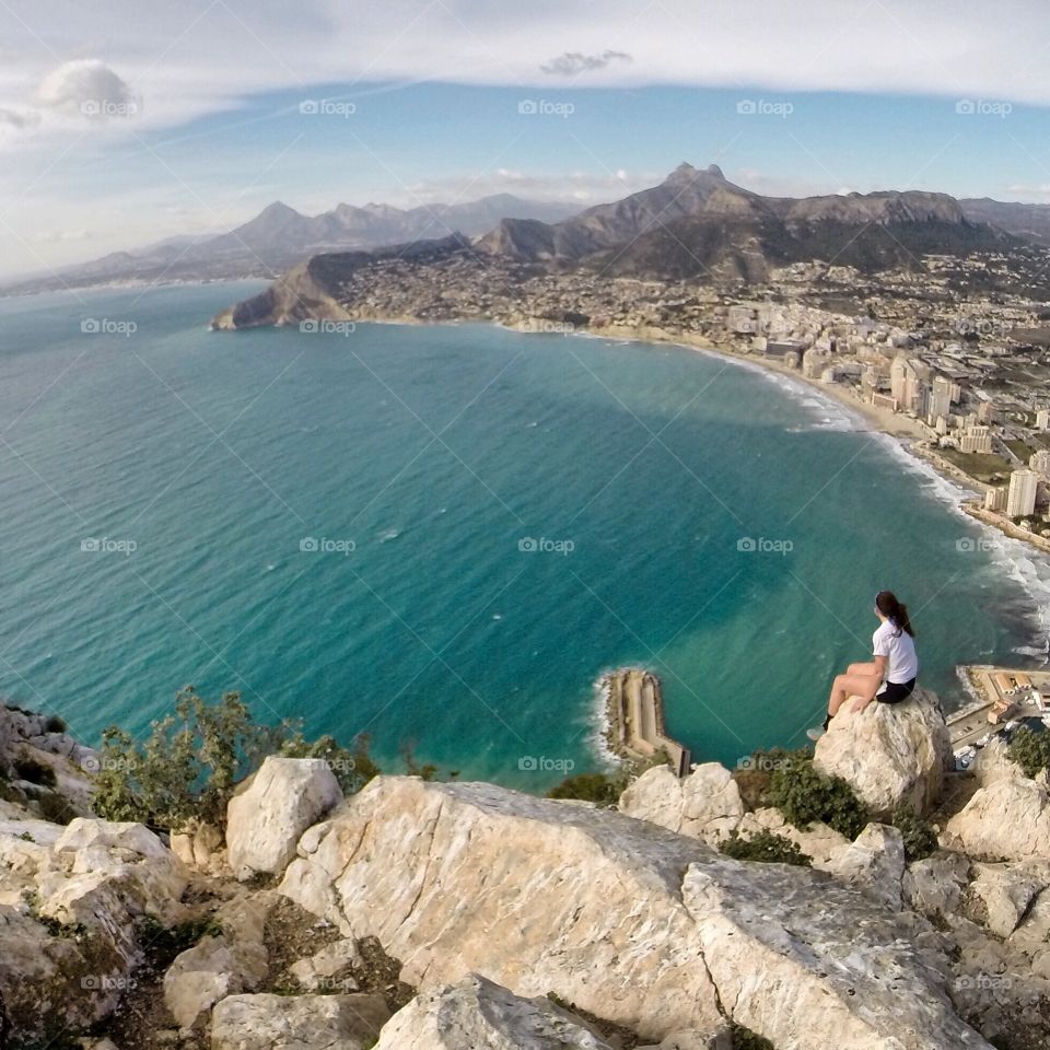 Enjoying the view. Taking in the views from the Peñón de Ifach in Calpe, Spain