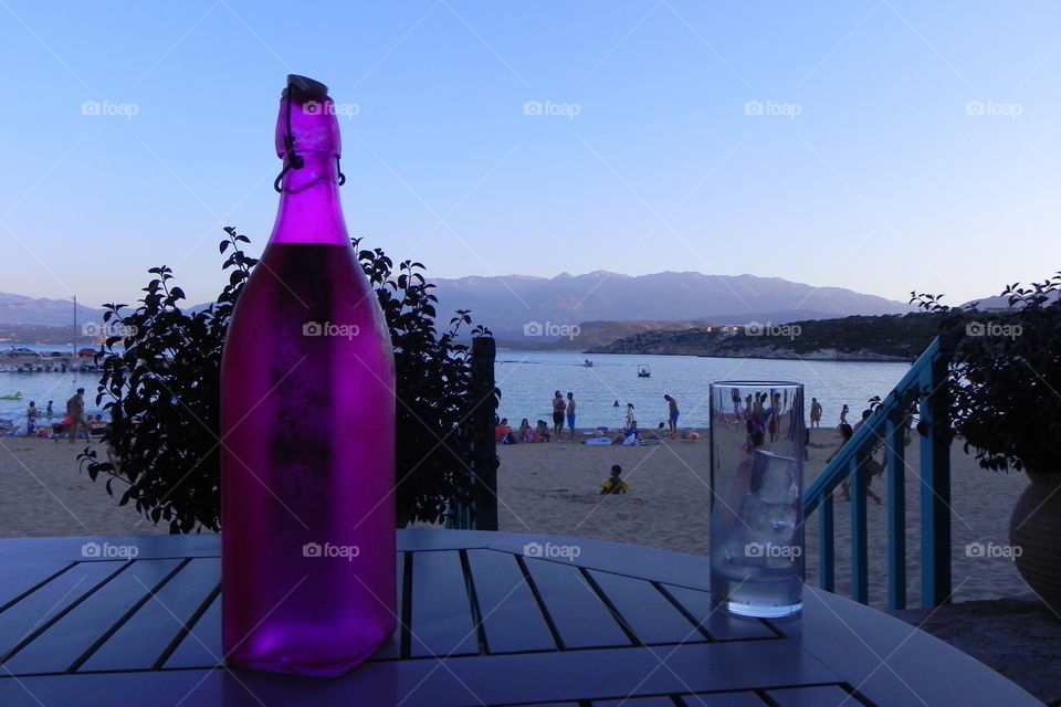 Pink Bottle at the Beach