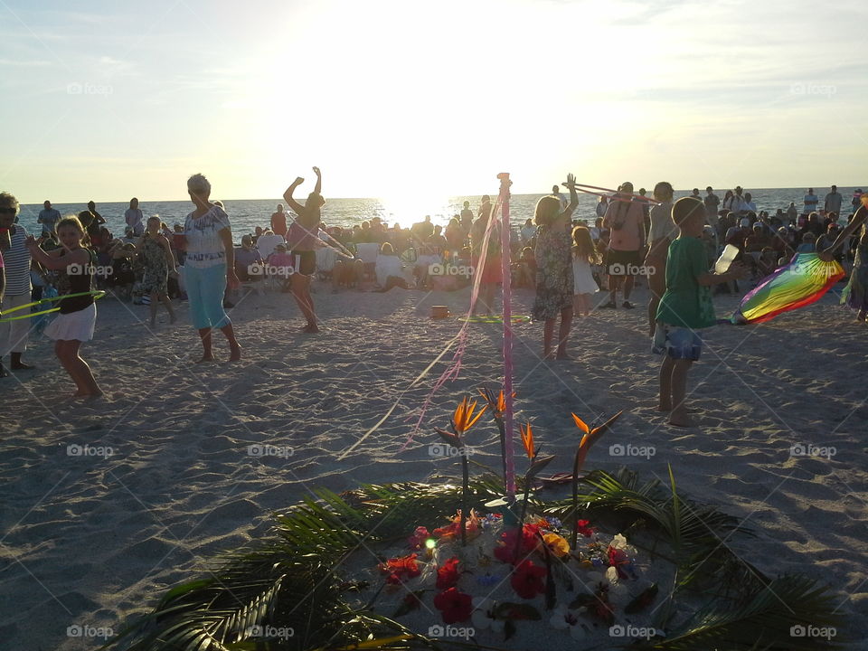 sunset celebration. sunset at Nokomis beach,  Casey key, florida