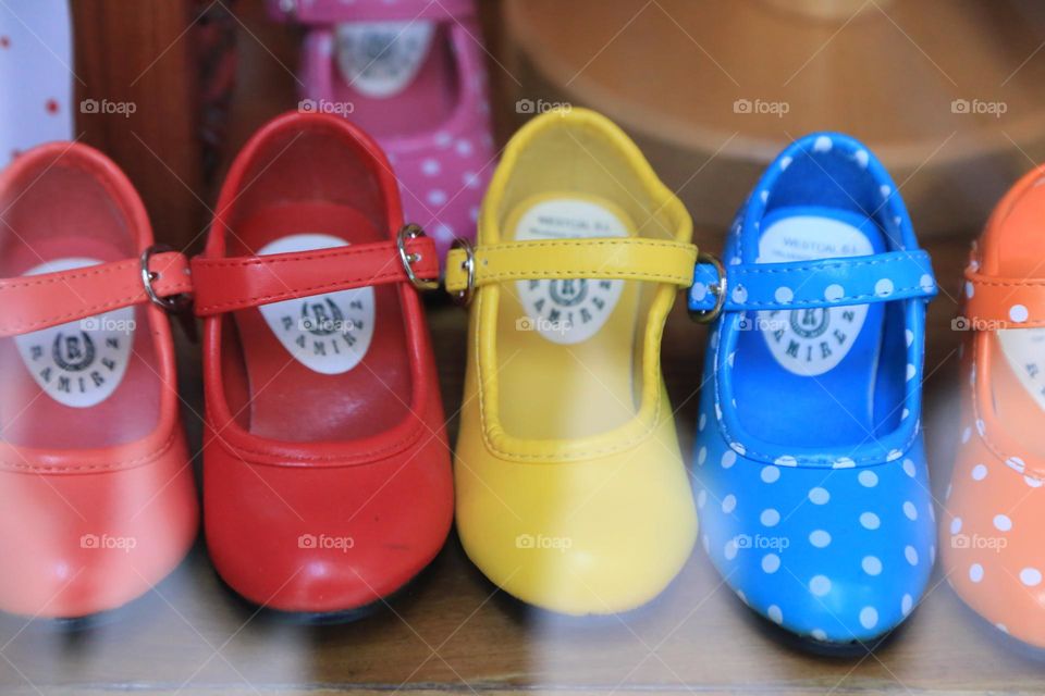 Polka dots on children’s shoes