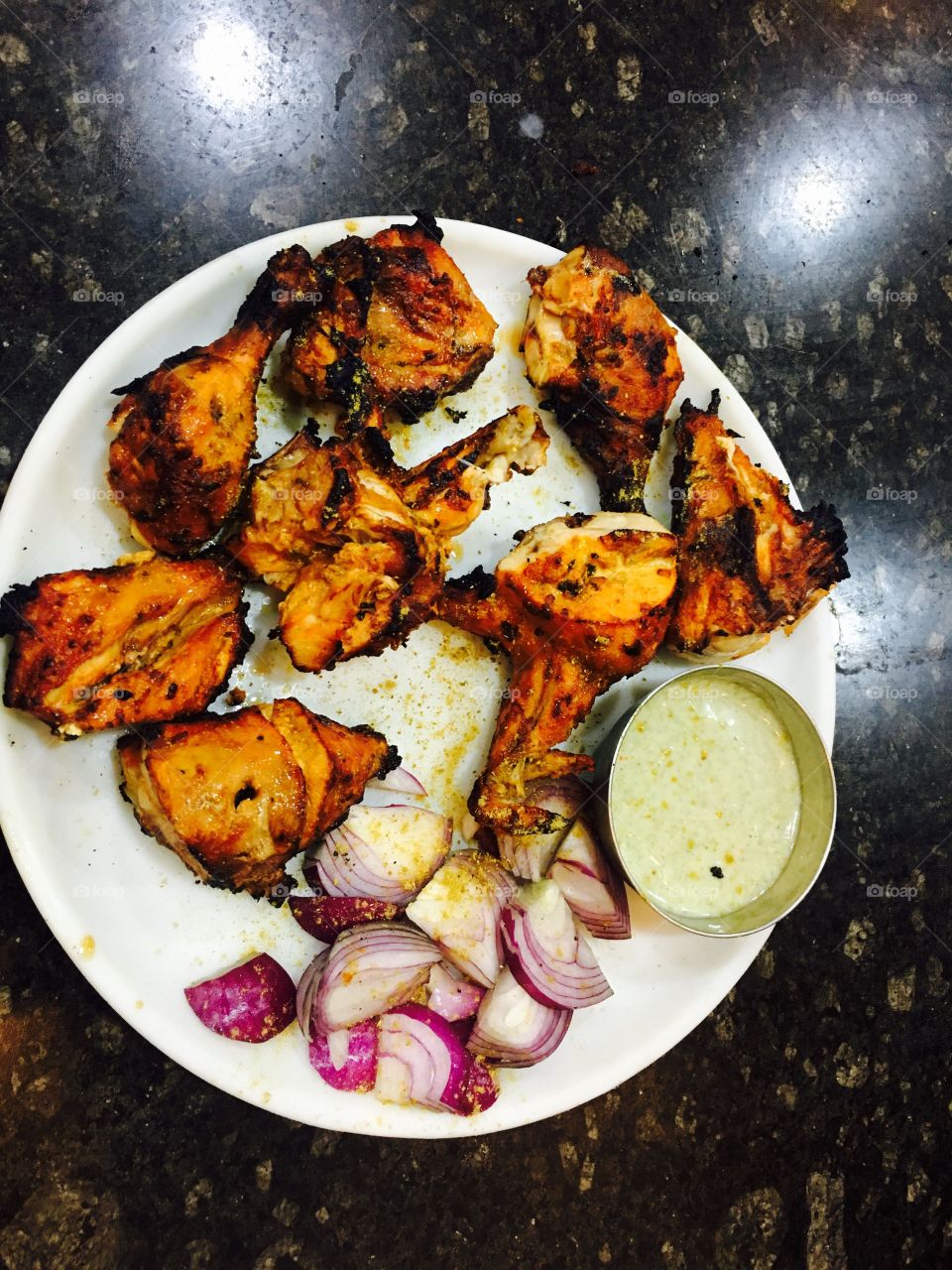 Tandoori chicken on plate
