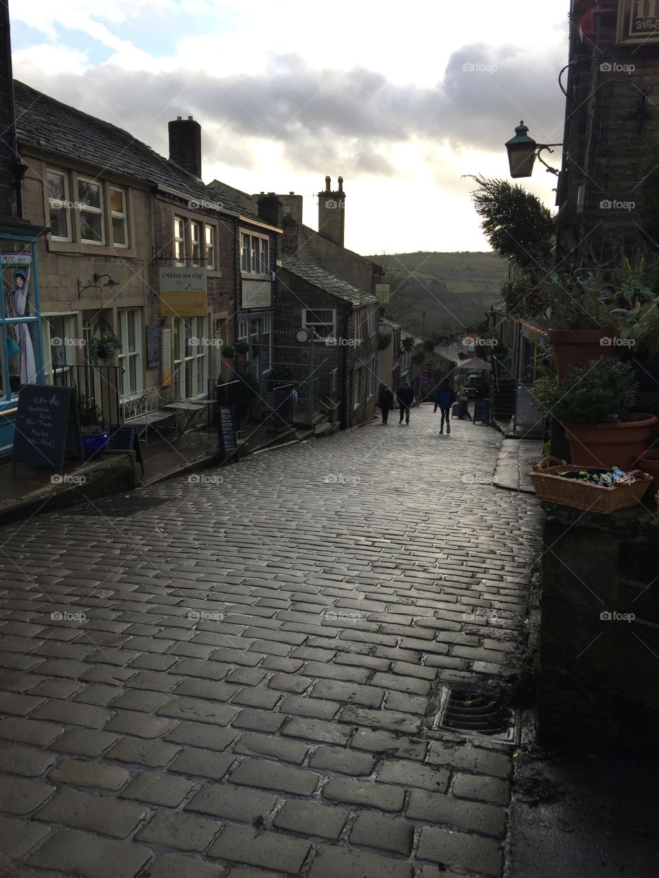 Haworth, Yorkshire, cobbled street 