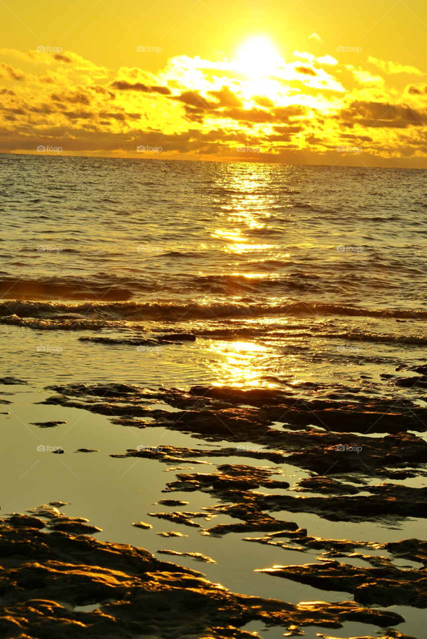 View of beach during sunset