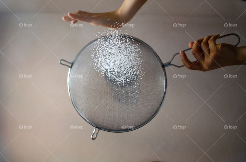 Time to sift the flour to prepare bread.
