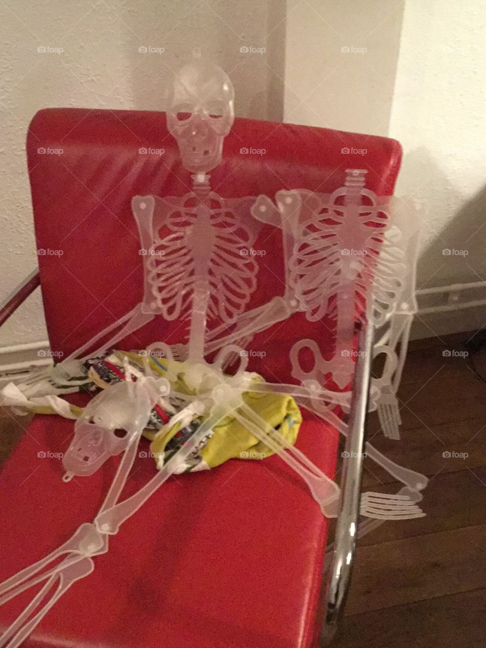 Skeleton on the chair 