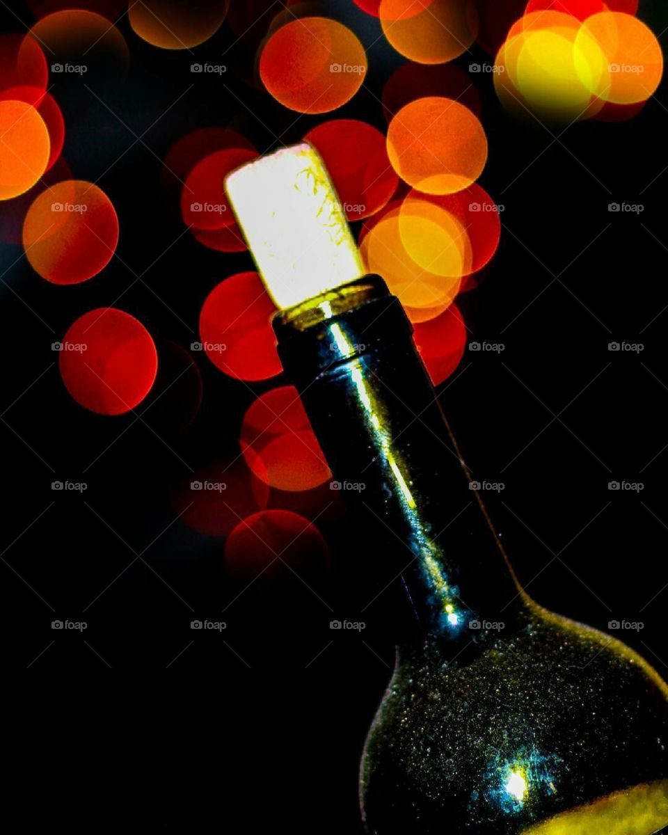 Wine bottle with Bokeh Texture!❤️