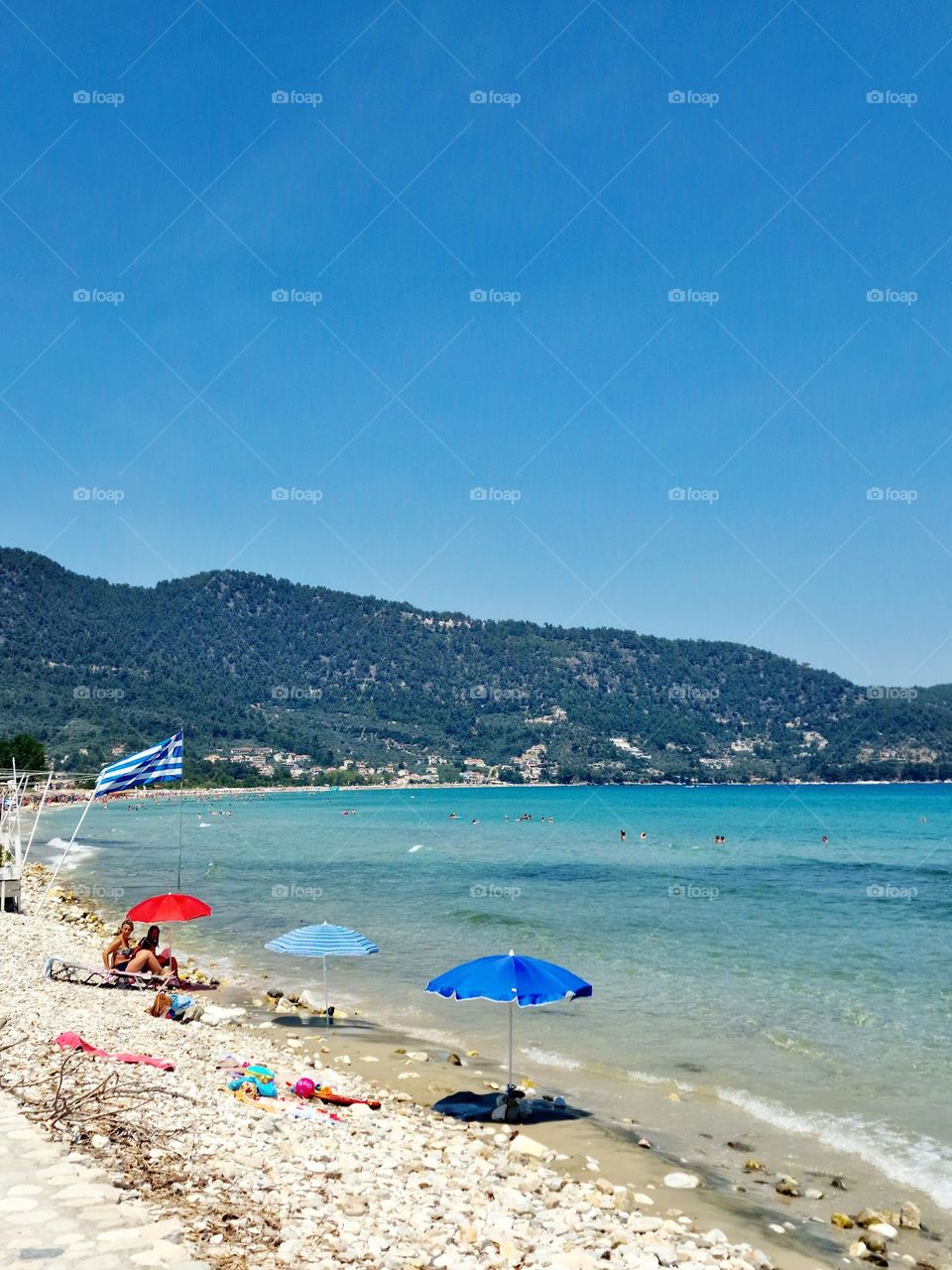 Golden beach from island of Thassos, Greece